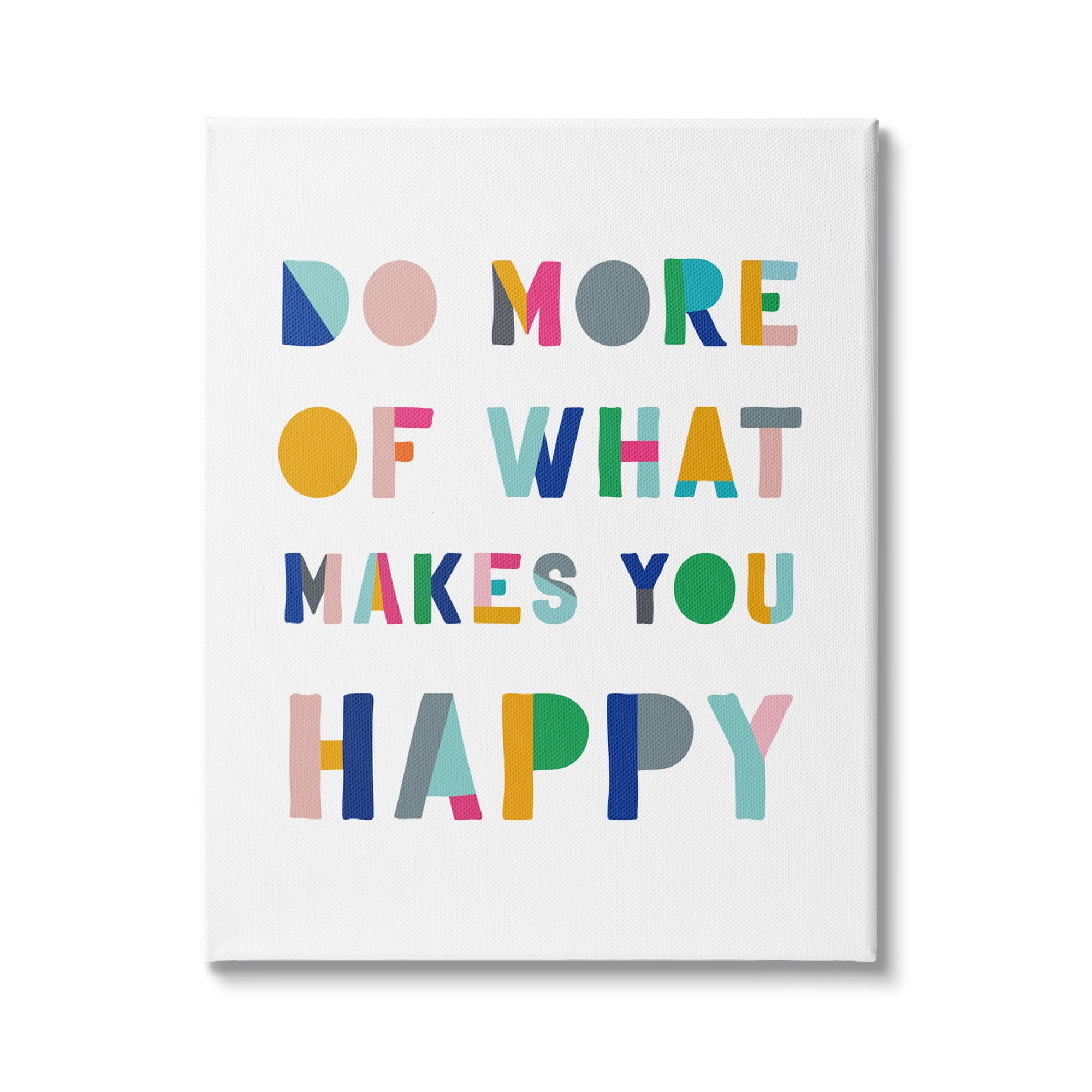Stupell Industries What Makes You Happy Phrase Kids' Block Typography, 16 x 20, Design by CAD Designs