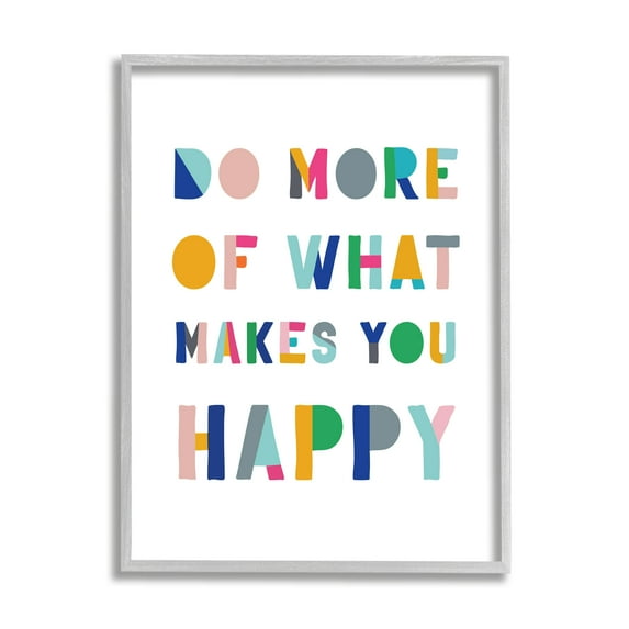Stupell Industries What Makes You Happy Phrase Kids' Block Typography, 16 x 20, Design by CAD Designs