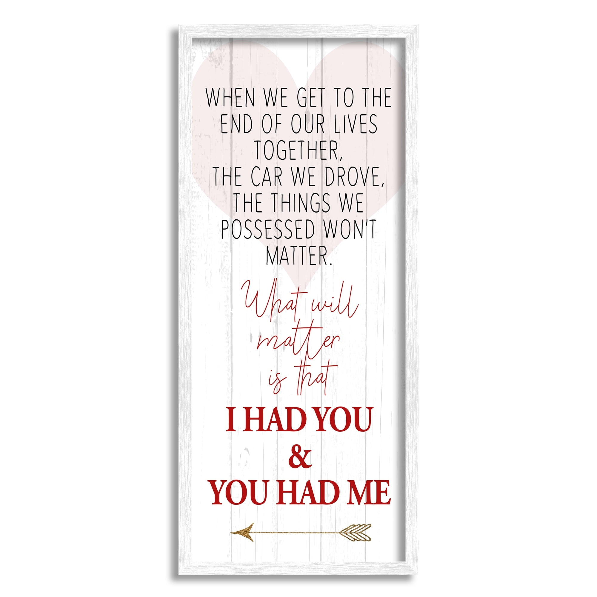 Stupell Industries What Matters I Had You Romantic Relationship Phrase, 13 x 30, Design by Kim Allen