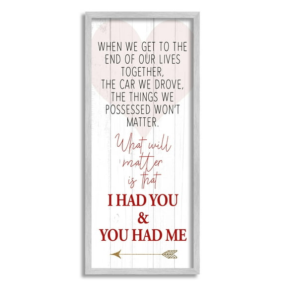 Stupell Industries What Matters I Had You Romantic Relationship Phrase, 13 x 30, Design by Kim Allen