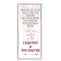 Stupell Industries What Matters I Had You Romantic Relationship Phrase Inspirational Painting White Framed Art Print Wall Art, 10 x 24
