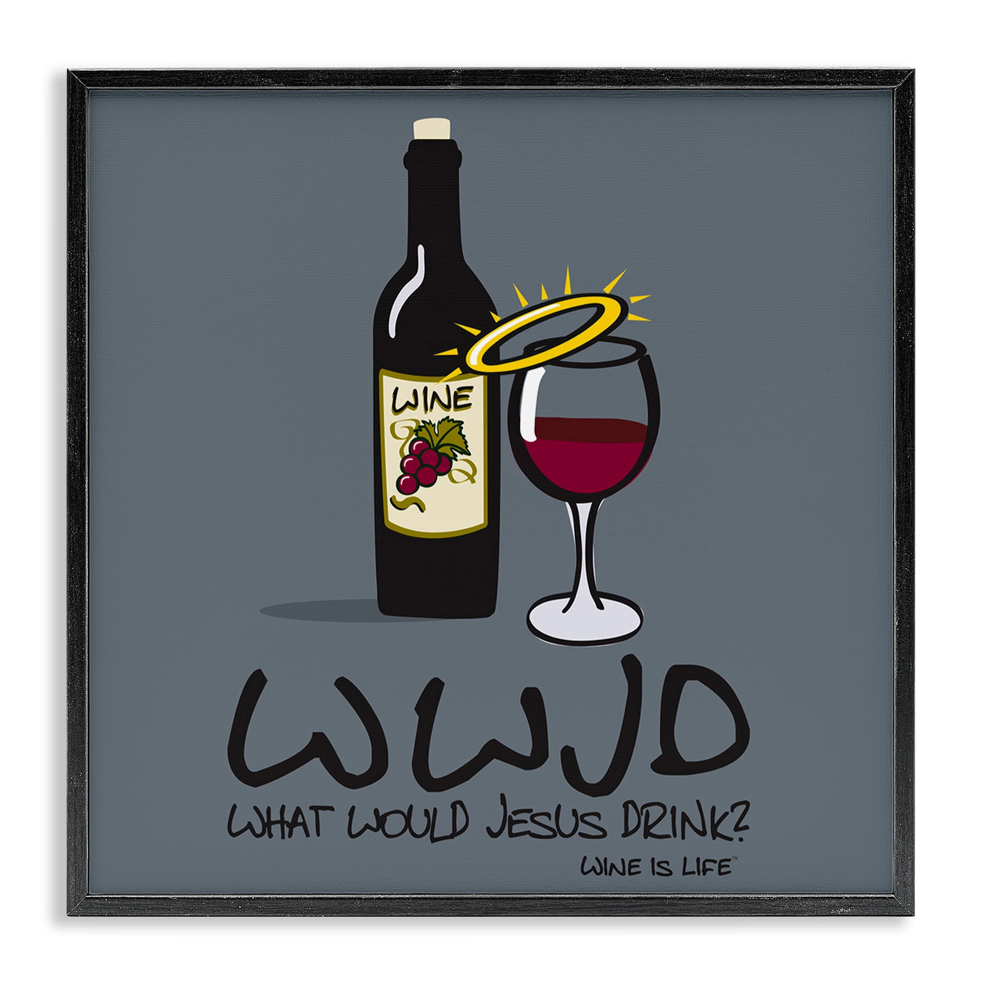Stupell Industries What Would Jesus Drink Food & Beverage Painting Black Framed Art Print Wall Art, 12 x 12