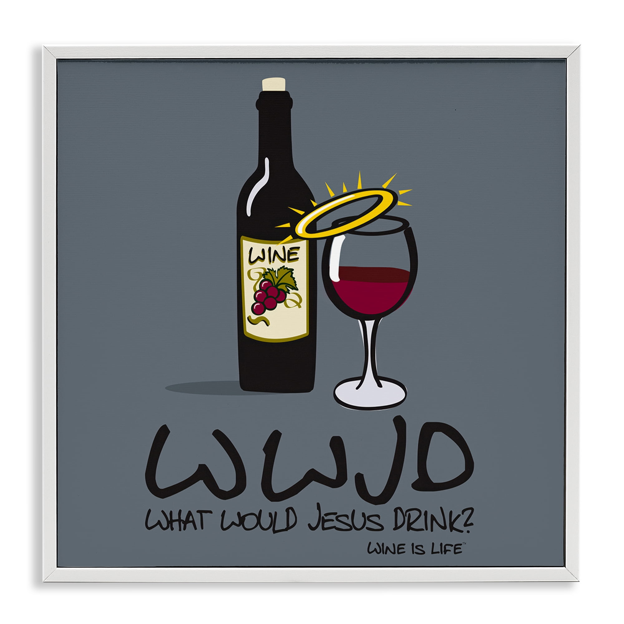 Stupell Industries What Would Jesus Drink Food & Beverage Painting White Framed Art Print Wall Art, 12 x 12