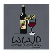 Stupell Industries What Would Jesus Drink Food & Beverage Painting Wrapped Canvas Art Print Wall Art, 17 x 17