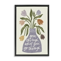 Stupell Industries What You Go Through Flowers Plants & Flowers Painting Black Floater Framed Canvas Art Print Wall Art, 17 x 25