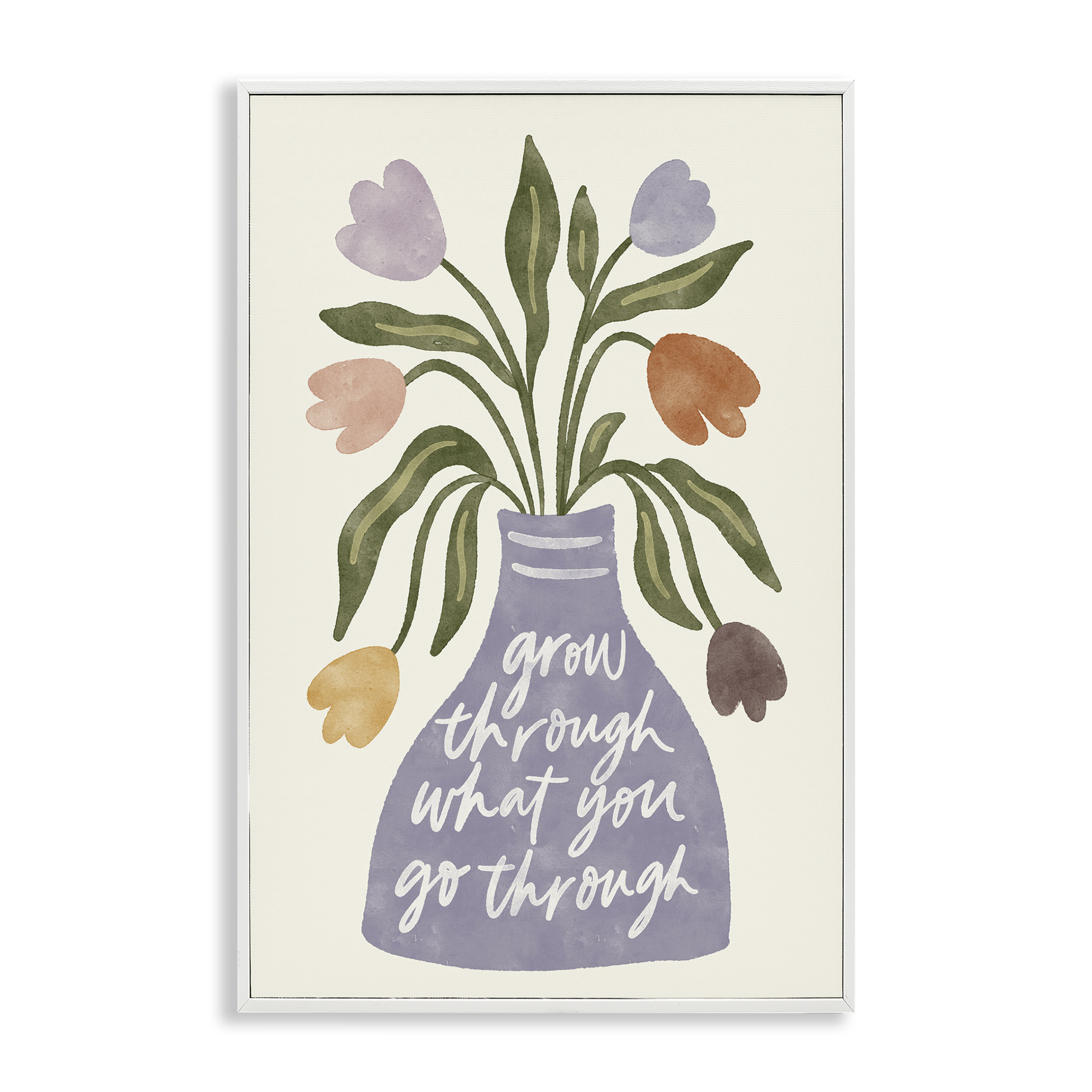 Stupell Industries What You Go Through Flowers Plants & Flowers Painting White Framed Art Print Wall Art, 20 x 30
