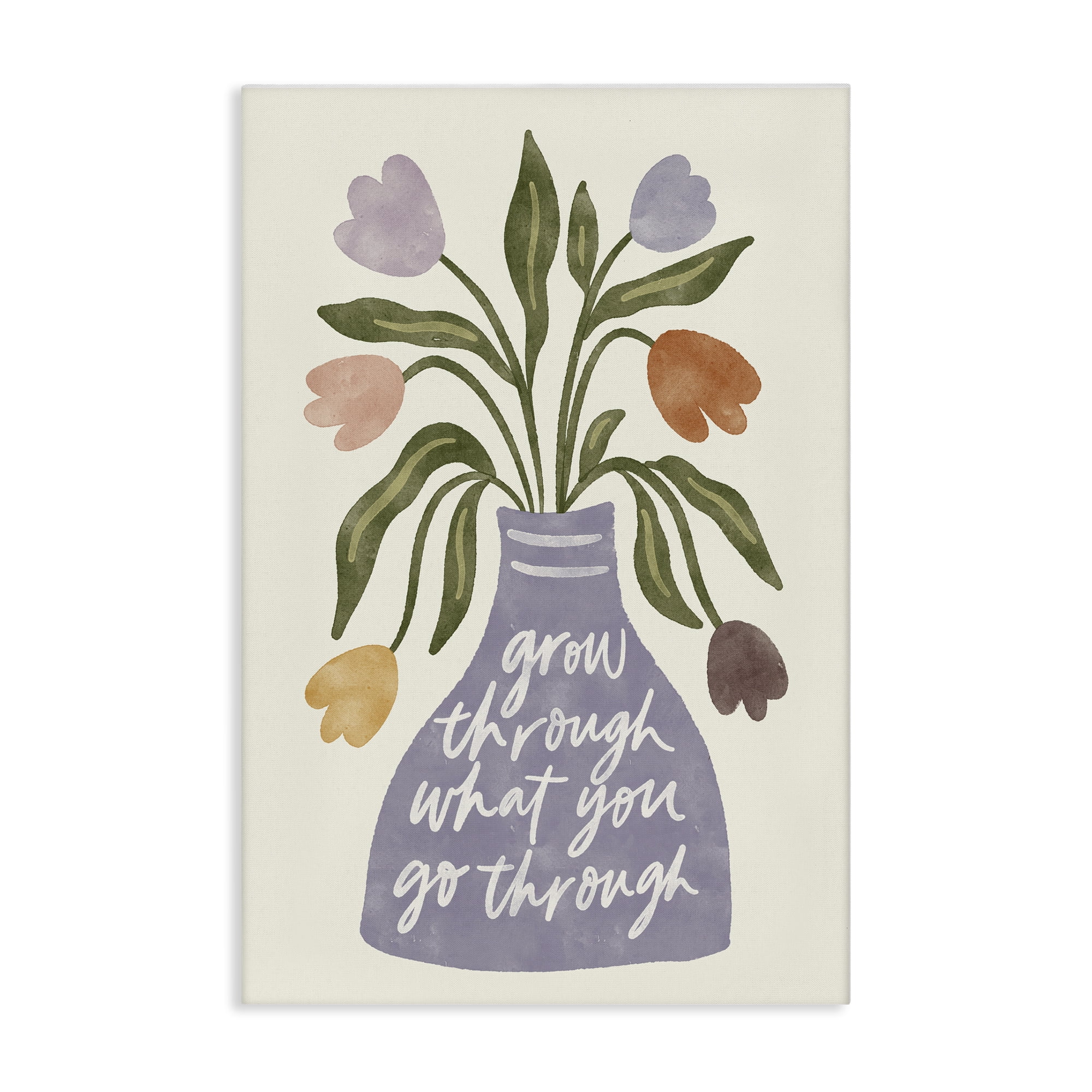 Stupell Industries What You Go Through Flowers Plants & Flowers Painting Wrapped Canvas Art Print Wall Art, 20 x 30