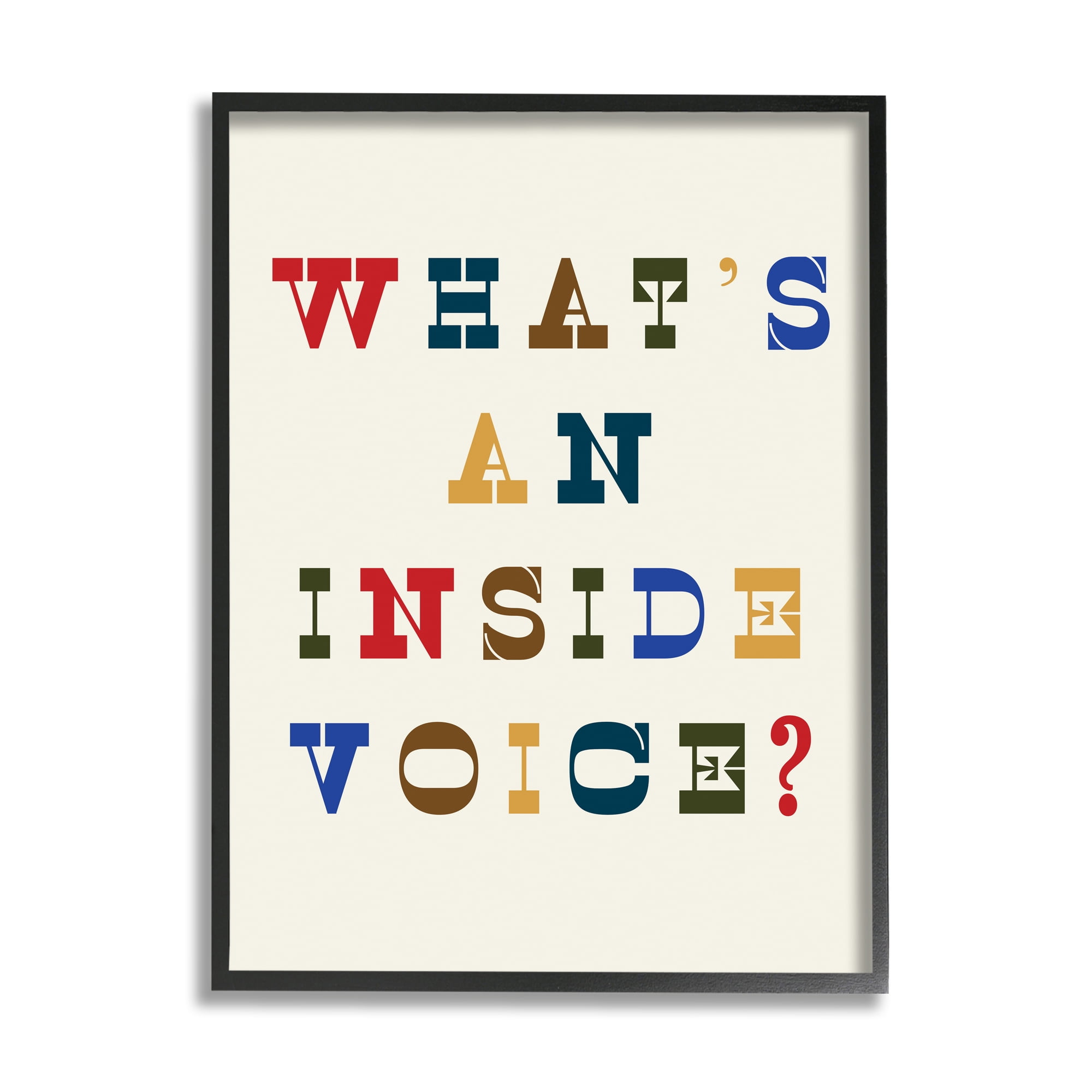 Stupell Industries What's An Inside Voice Phrase Western Typography Typography Painting Black Framed Art Print Wall Art, 16 x 20