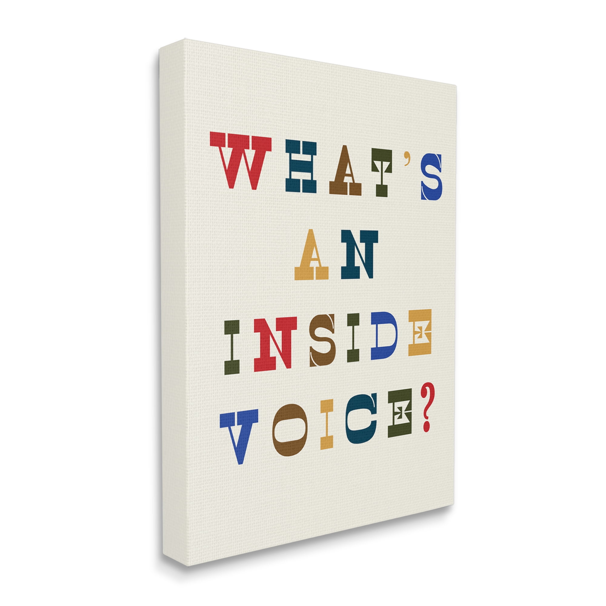 Stupell Industries What's An Inside Voice Phrase Western Typography Typography Painting Gallery Wrapped Canvas Art Print Wall Art, 24 x 30