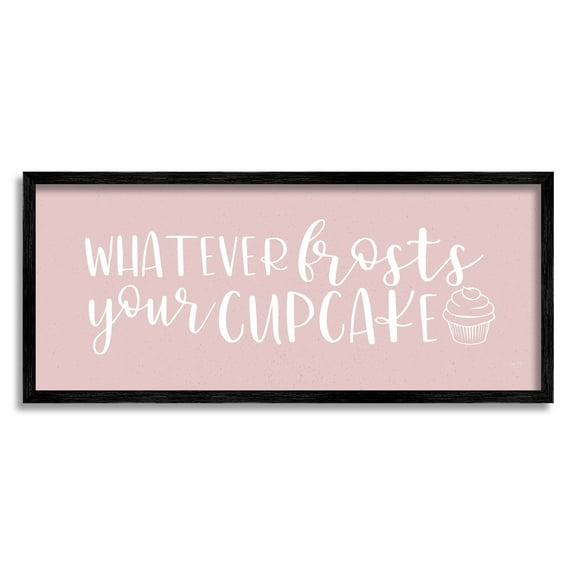 Stupell Industries Whatever Frosts Your Cupcake Silly Dessert Calligraphy Graphic Art Black Framed Art Print Wall Art, Design by Lux + Me Designs