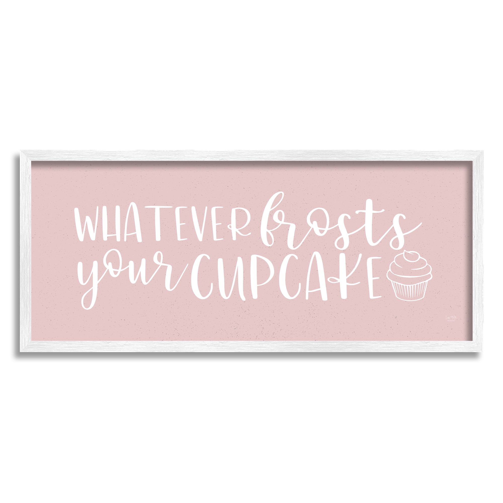 Stupell Industries Whatever Frosts Your Cupcake Silly Dessert Calligraphy Graphic Art White Framed Art Print Wall Art, Design by Lux + Me Designs