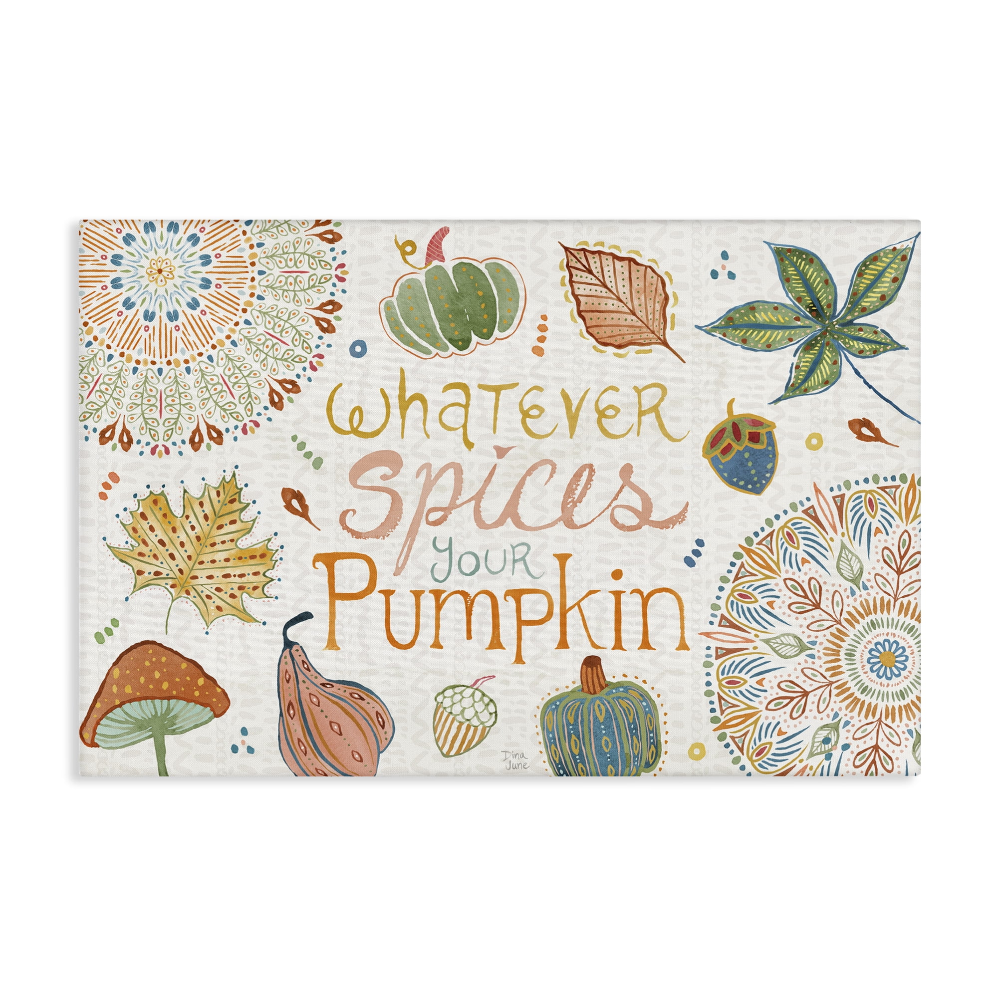 Stupell Industries Whatever Spices Your Pumpkin Holiday Painting Gallery Wrapped Canvas Art Prints Wall Art, 45 x 30