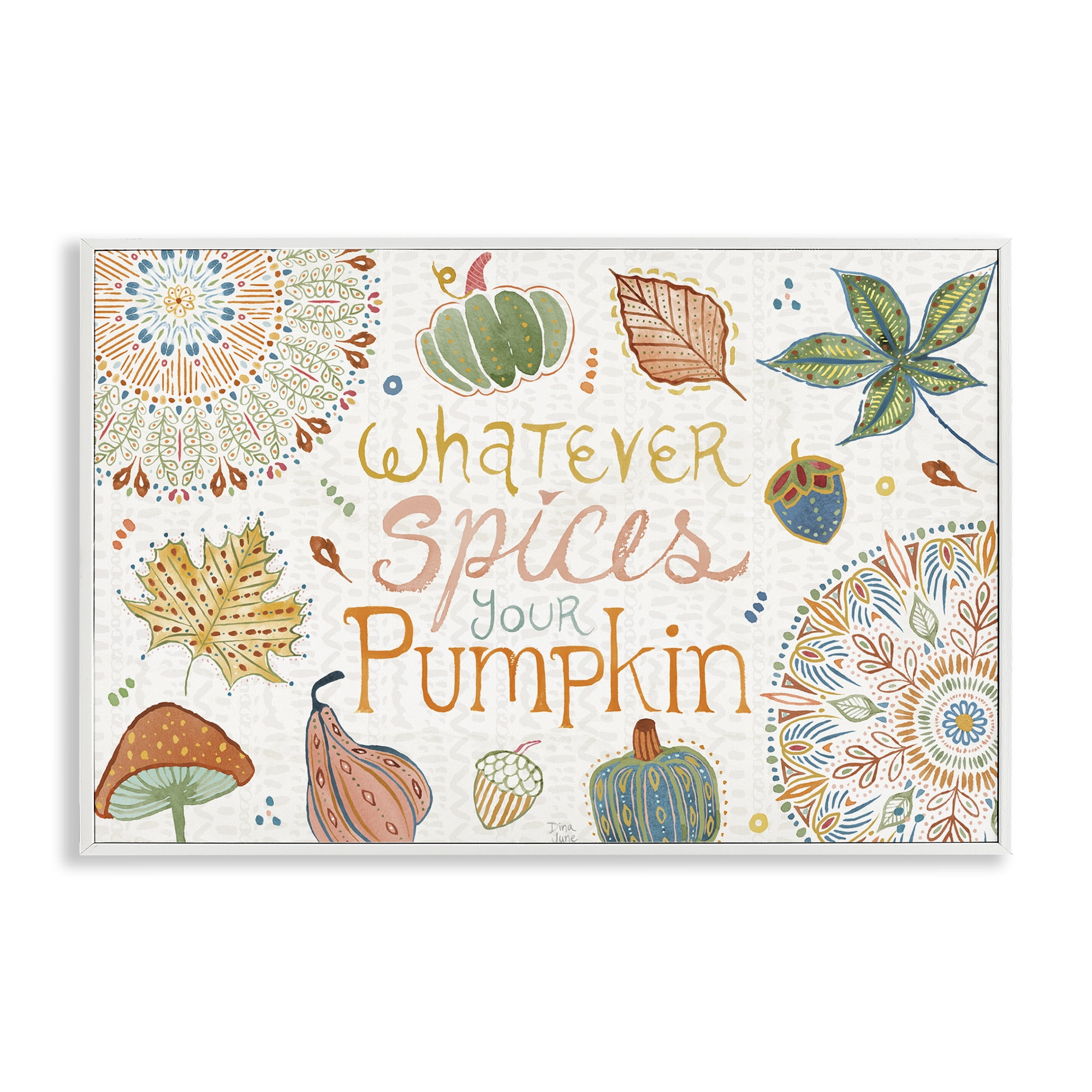 Stupell Industries Whatever Spices Your Pumpkin Holiday Painting White Framed Art Prints Wall Art, 30 x 20