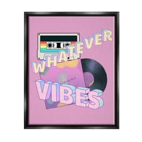 Stupell Industries Whatever Vibes Retro Cassette Religious Painting Black Floater Framed Art Print Wall Art