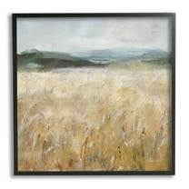 Stupell Industries Wheat Field Landscape Landscape Painting Black Framed Art Print Wall Art, 12 x 12