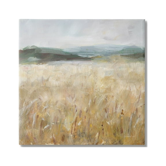 Stupell Industries Wheat Field Landscape Landscape Painting Gallery Wrapped Canvas Art Print Wall Art, 17 x 17