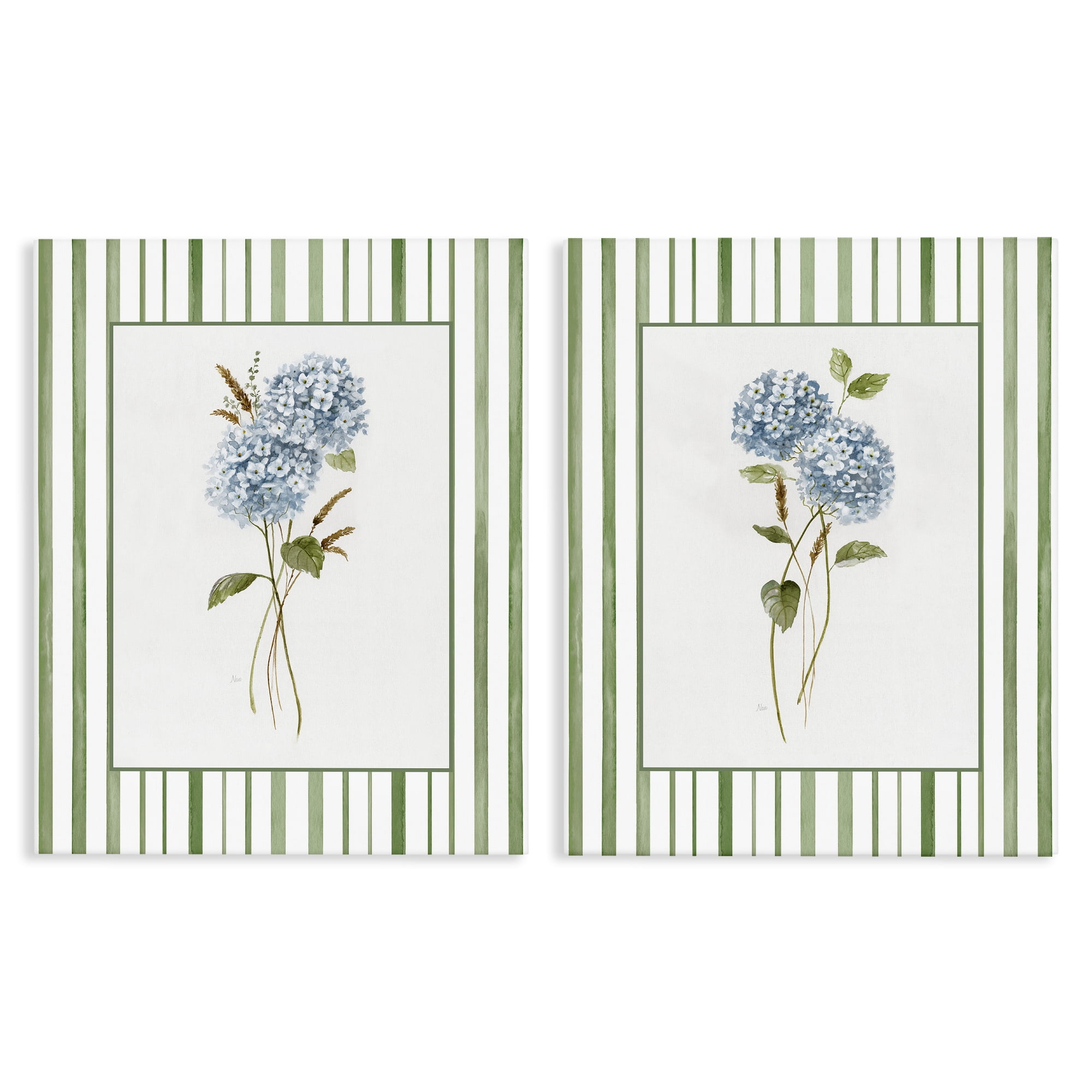 Stupell Industries Wheat & Hydrangea Sprigs 2 Piece Canvas Wall Art Set, design by Nan