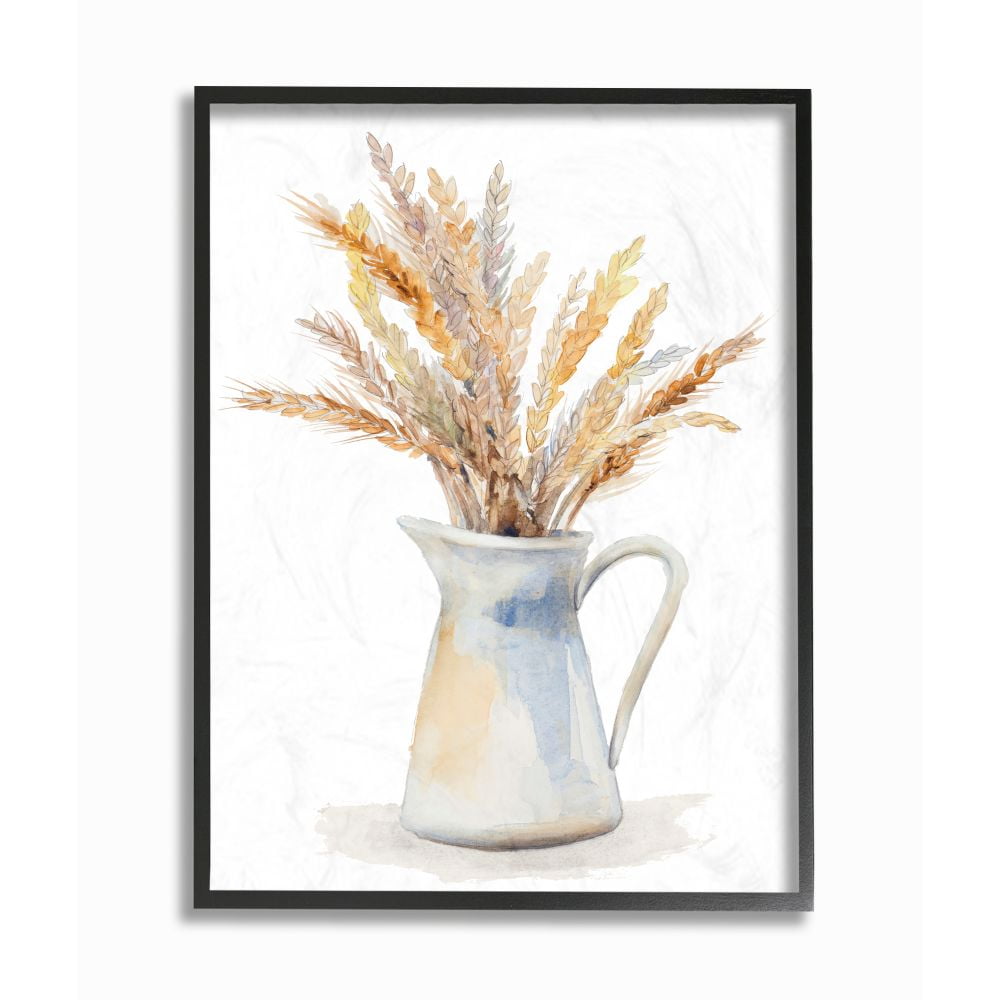 Stupell Industries Wheat In Jug Still Life Watercolor Painting Framed Giclee Texturized Art by Lanie Loreth