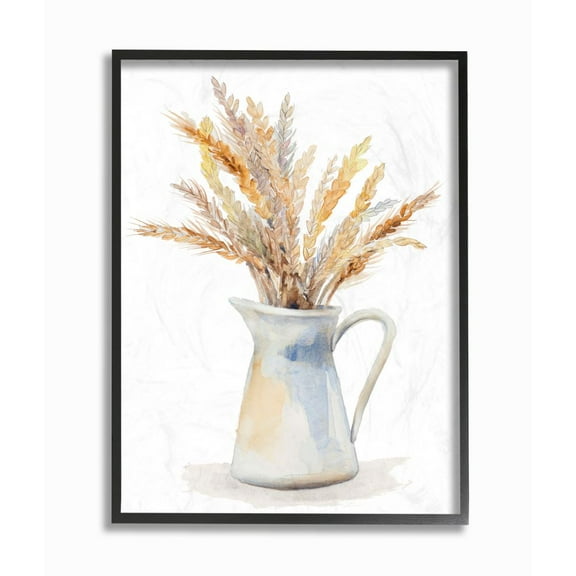 Stupell Industries Wheat In Jug Still Life Watercolor Painting Framed Giclee Texturized Art by Lanie Loreth