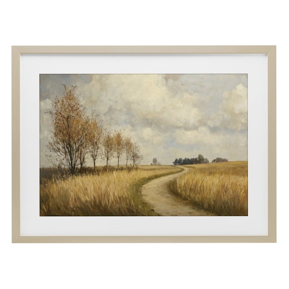 Stupell Industries Wheat Road Path Birch Framed Print Under Glass, design by Petal Prints Design