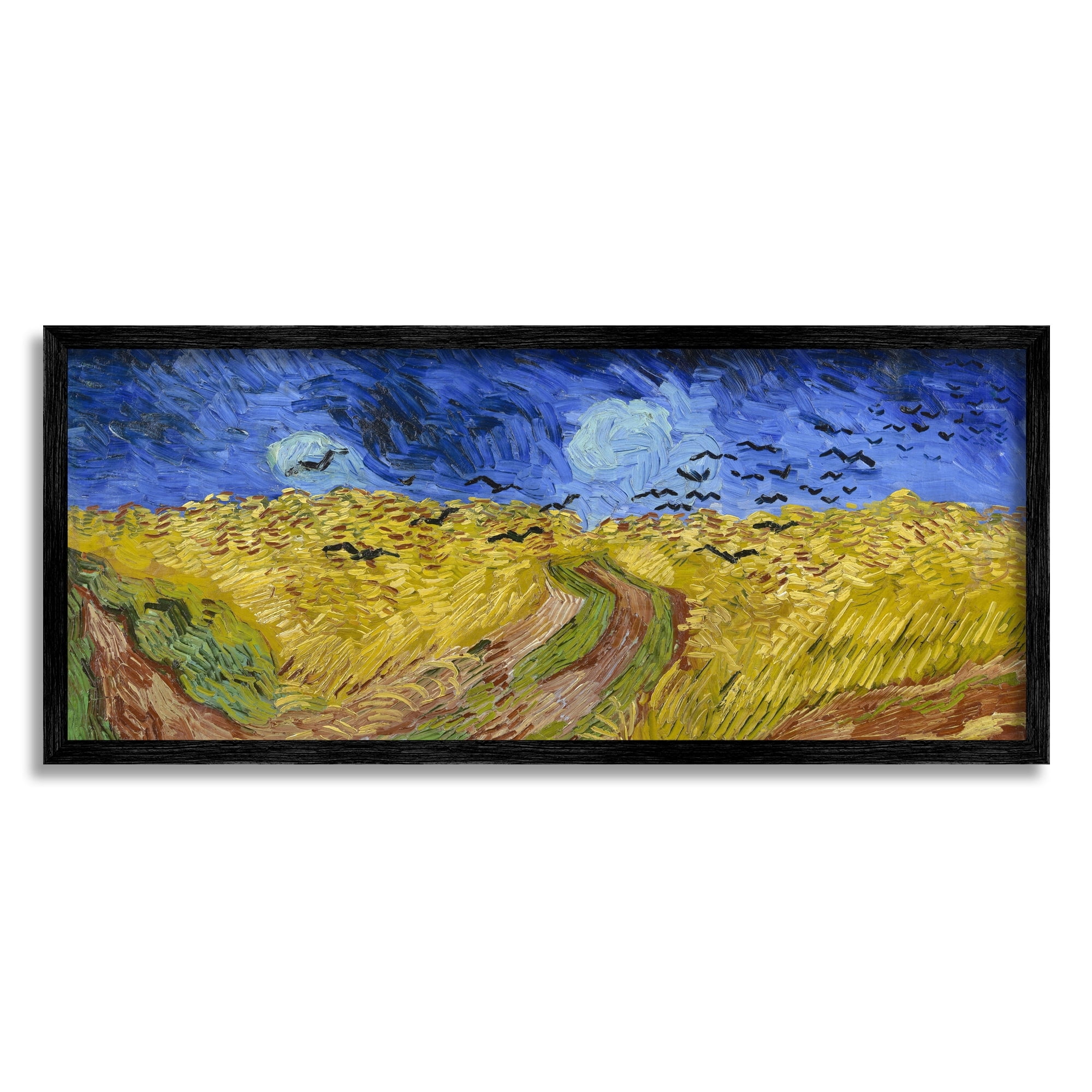 Stupell Industries Wheatfield with Crows Vincent van Gogh Classic Painting Painting Black Framed Art Print Wall Art, Design by one1000paintings
