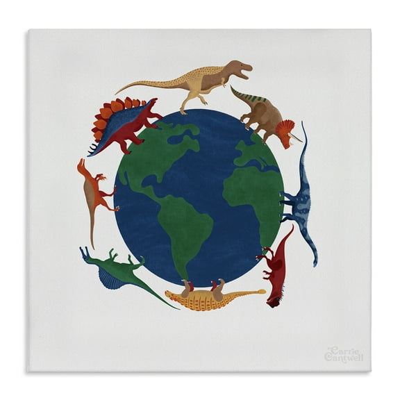 Stupell Industries When Dinos Roamed Education Painting Wrapped Canvas Art Print Wall Art, 17 x 17
