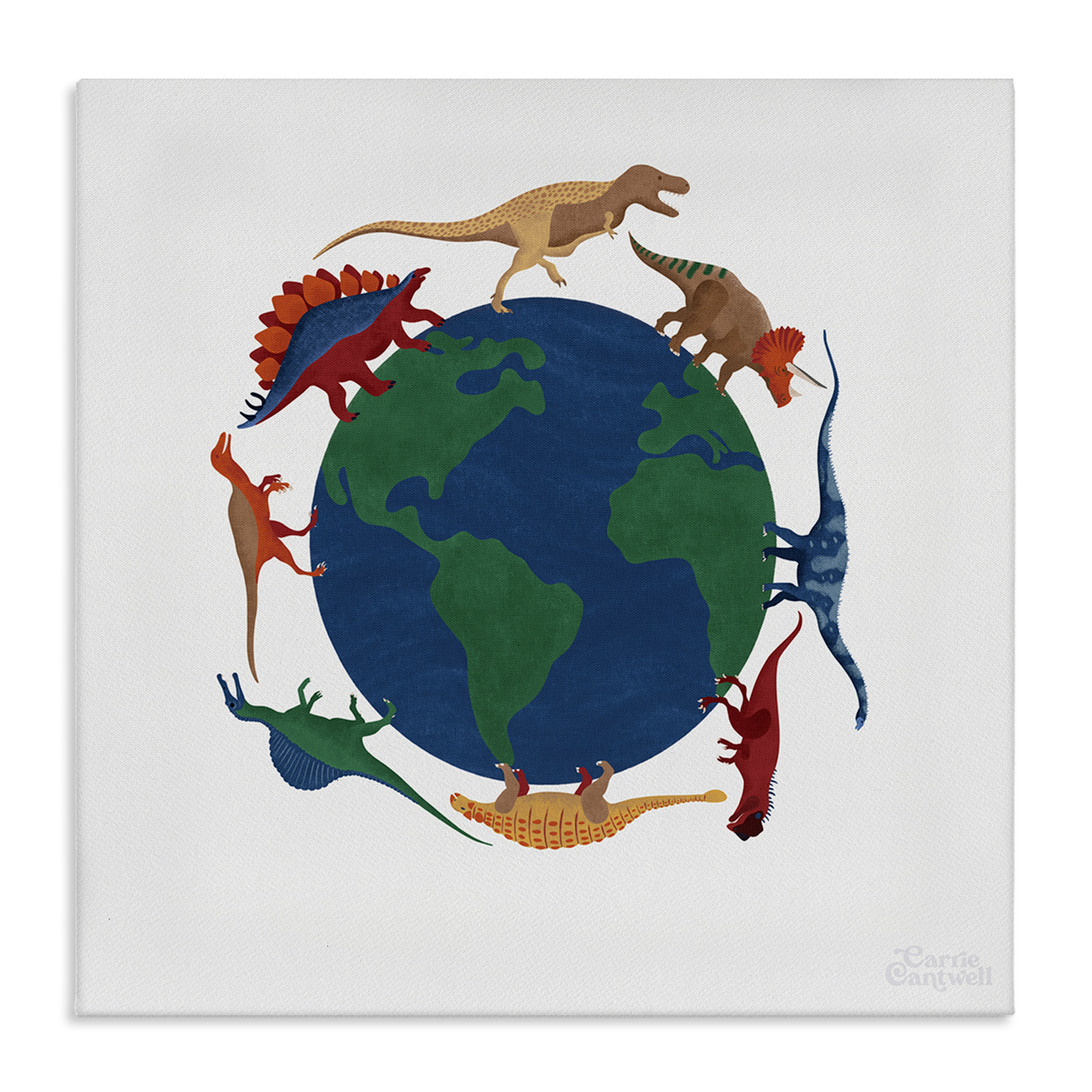 Stupell Industries When Dinos Roamed Education Painting Wrapped Canvas Art Print Wall Art, 24 x 24