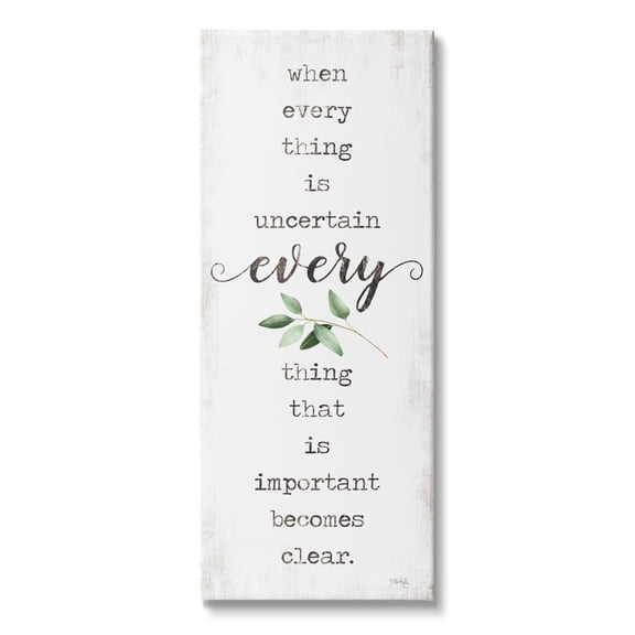 Stupell Industries When Everything is Uncertain Motivational Phrase Green Botanicals Graphic Art Gallery-Wrapped Canvas Print Wall Art, 17x40, by Marla Rae