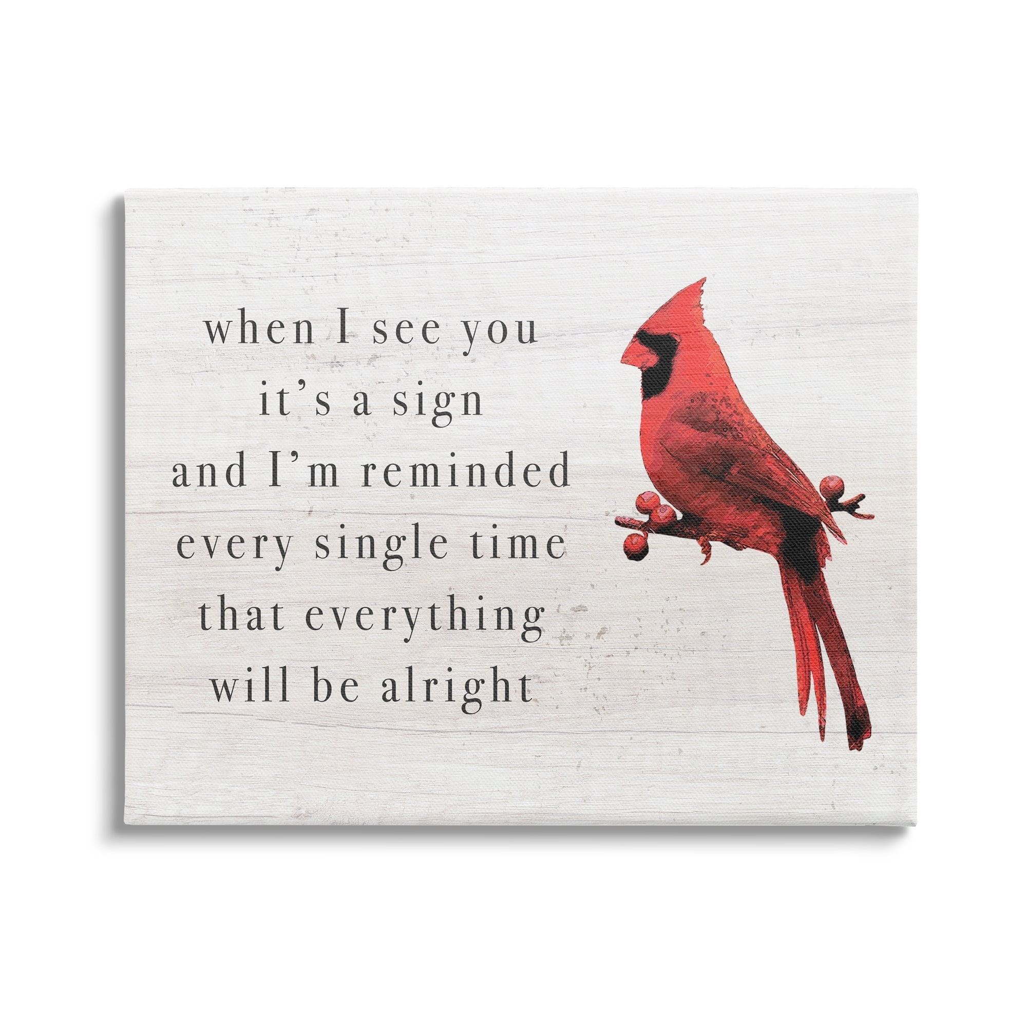 Red Cardinal Inspirational Quote Canvas Wall Art, 30 x 24