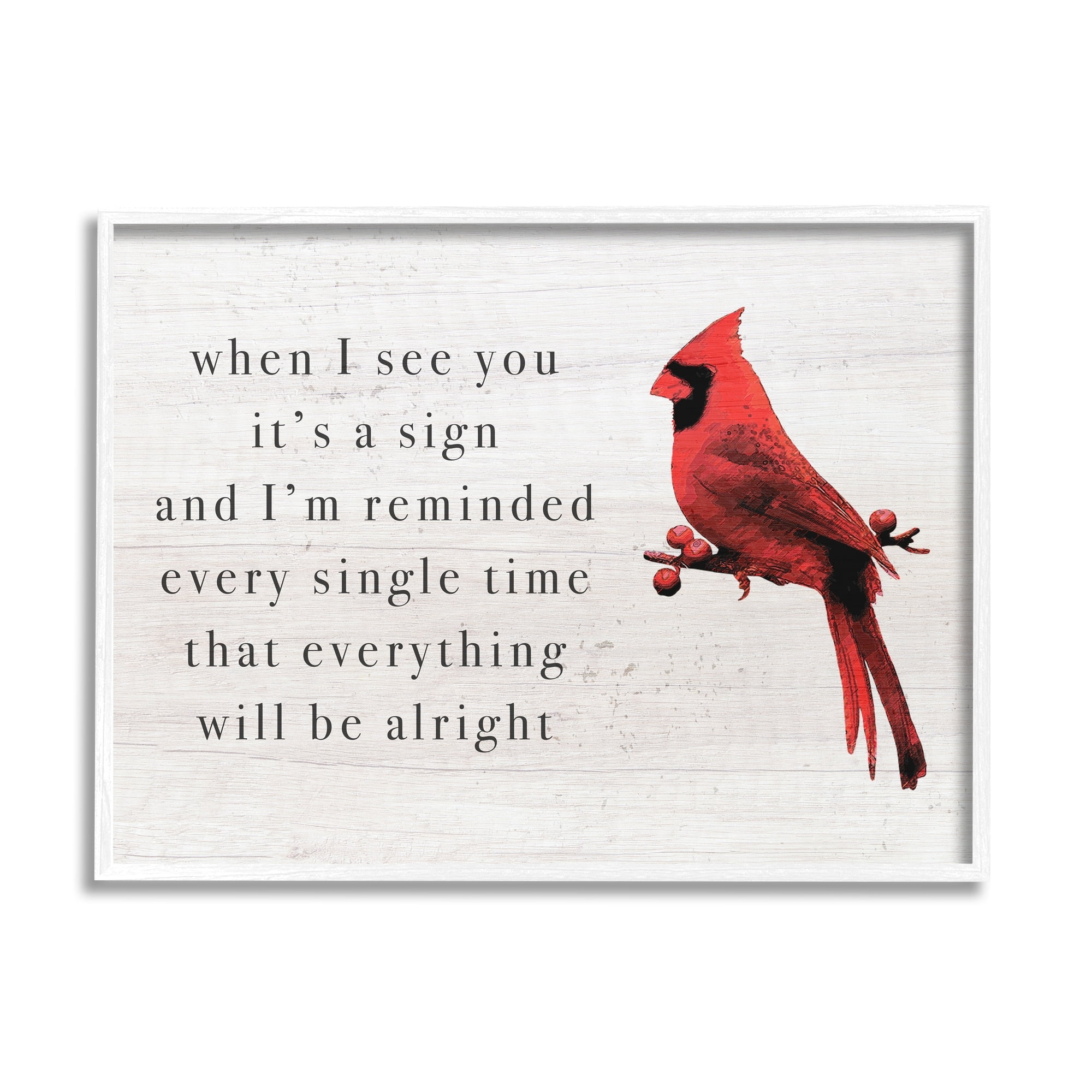 Stupell Industries When I See You Cardinal Phrase Animals & Insects Painting White Framed Art Print Wall Art