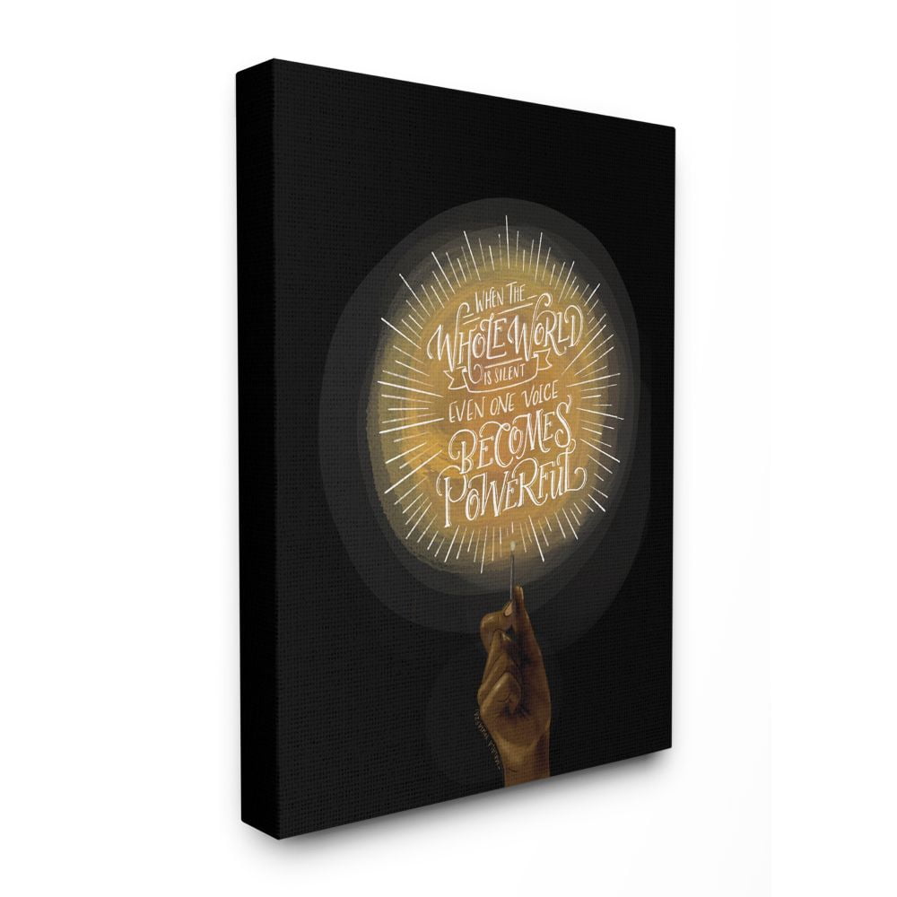 Stupell Industries When the World Is Silent Quote Lit Match Illustration Canvas Wall Art Design by Rachel Nieman