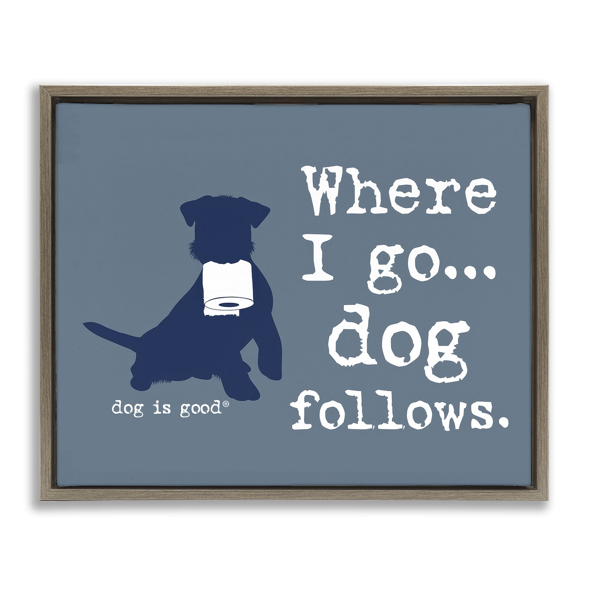 Stupell Industries Where I Go Dog Follows Animals Painting Brown Floater Framed Canvas Art Print Wall Art, 21 x 17