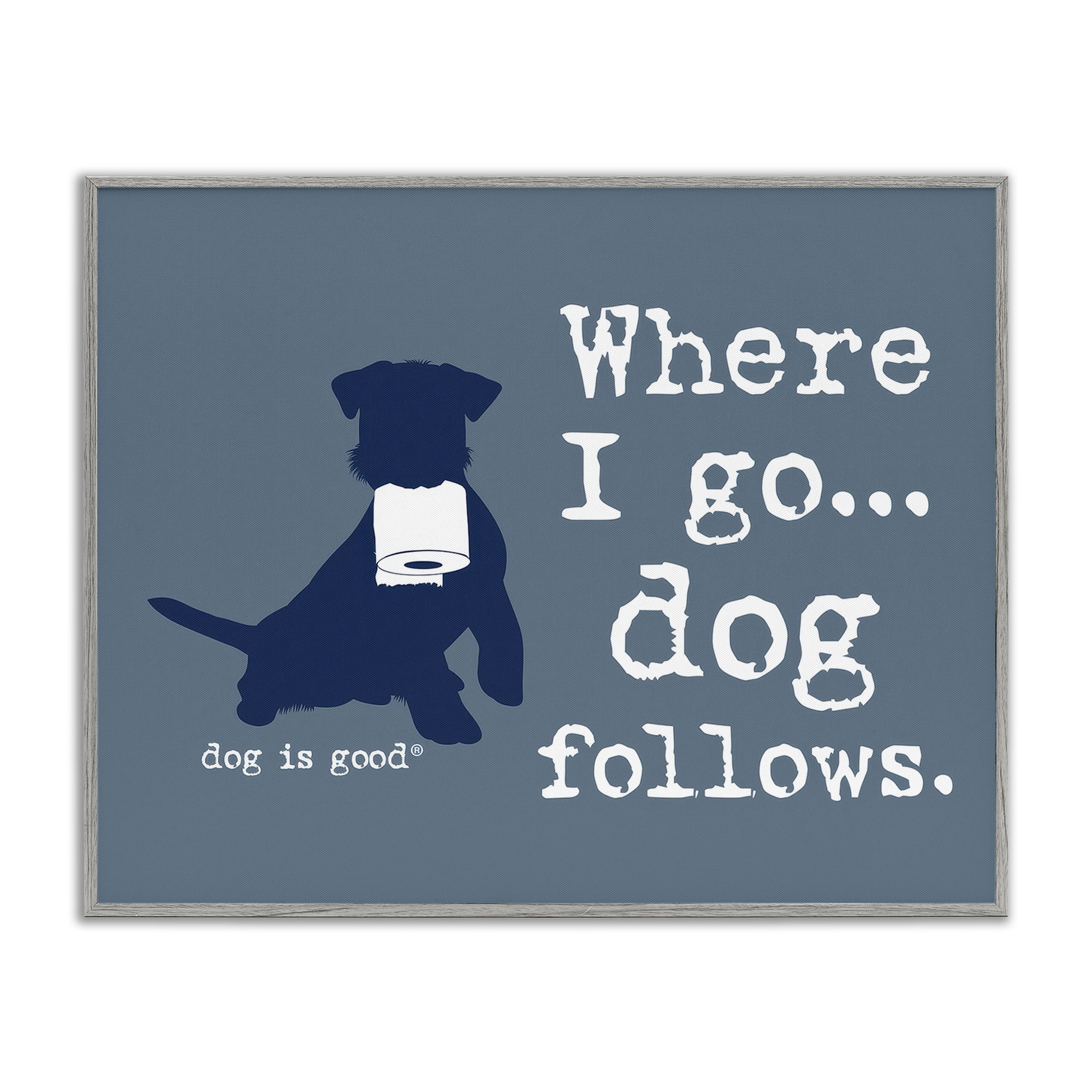 Stupell Industries Where I Go Dog Follows Animals Painting Gray Framed Art Print Wall Art, 14 x 11