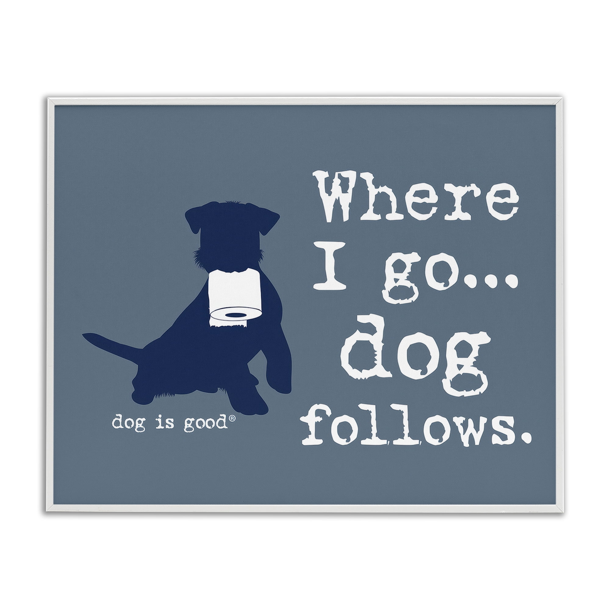 Stupell Industries Where I Go Dog Follows Animals Painting White Framed Art Print Wall Art, 14 x 11