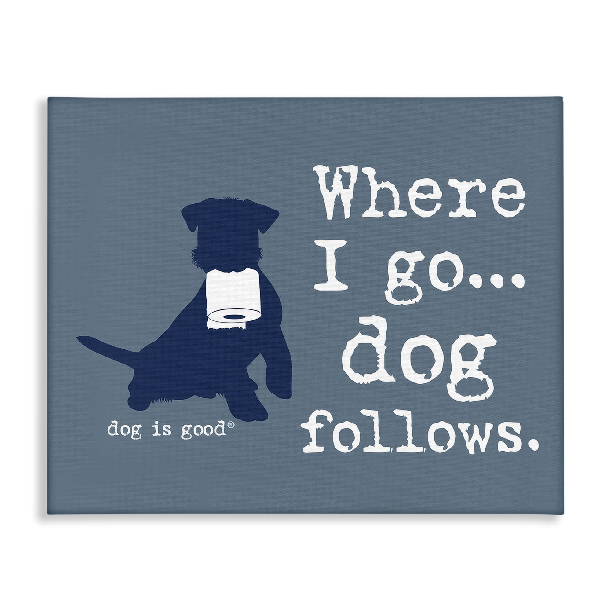 Stupell Industries Where I Go Dog Follows Animals Painting Wrapped Canvas Art Print Wall Art, 30 x 24
