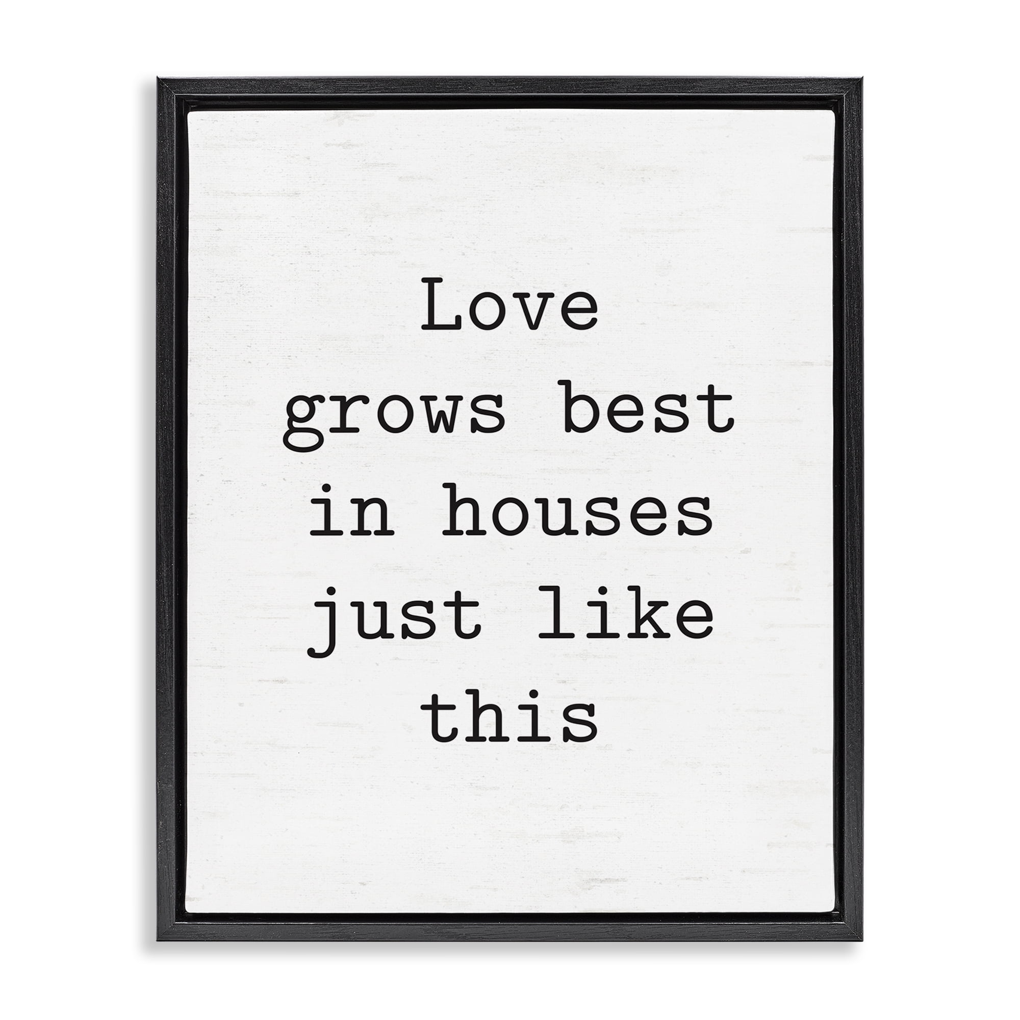 Stupell Industries Where Love Grows Best Text & Numbers Painting Black Floater Framed Canvas Art Print Wall Art, 17 x 21