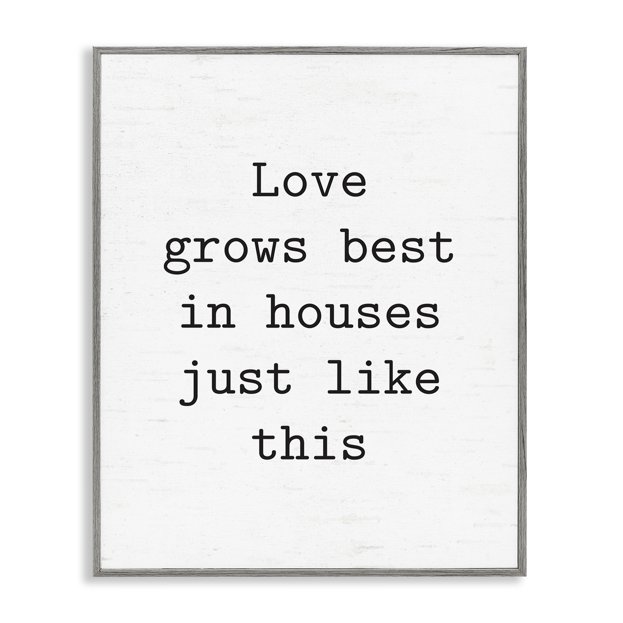 Stupell Industries Where Love Grows Best Text & Numbers Painting Gray Framed Art Print Wall Art, 11 x 14
