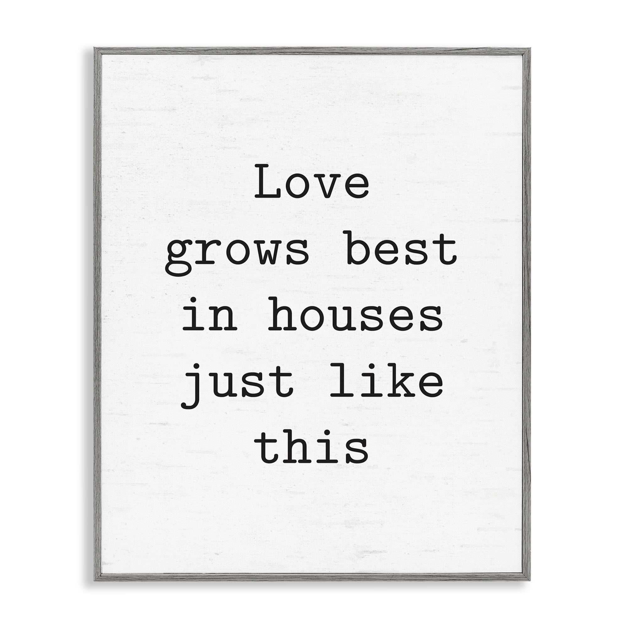 Stupell Industries Where Love Grows Best Text & Numbers Painting Gray Framed Art Print Wall Art, 24 x 30