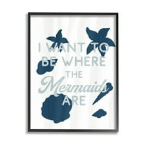 Stupell Industries Where Mermaids Are Phrase Graphic Art Black Framed Art Print Wall Art, Design by Lil' Rue