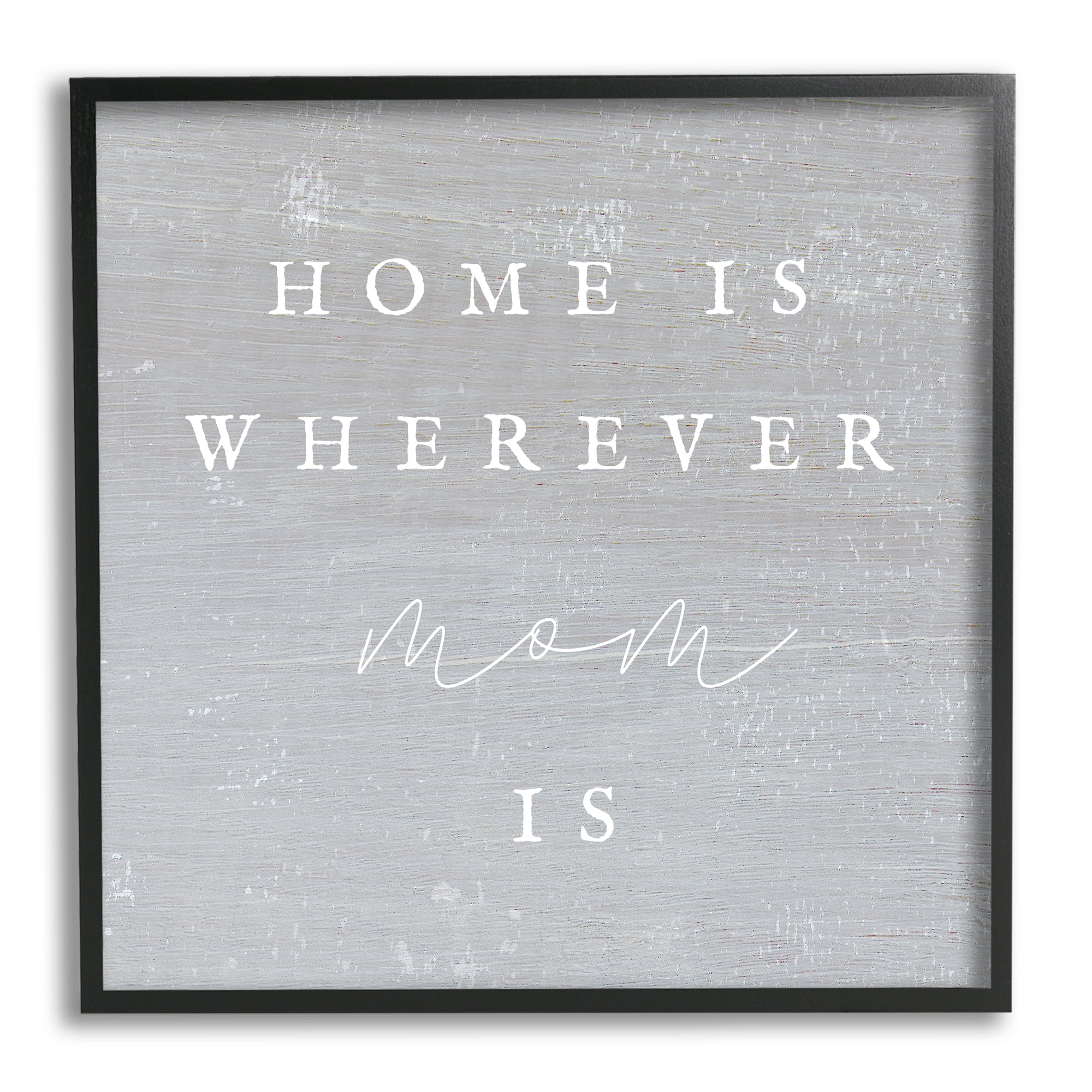 Stupell Industries Where Mom Is Phrase Inspirational Painting Black Framed Art Print Wall Art, 12 x 12