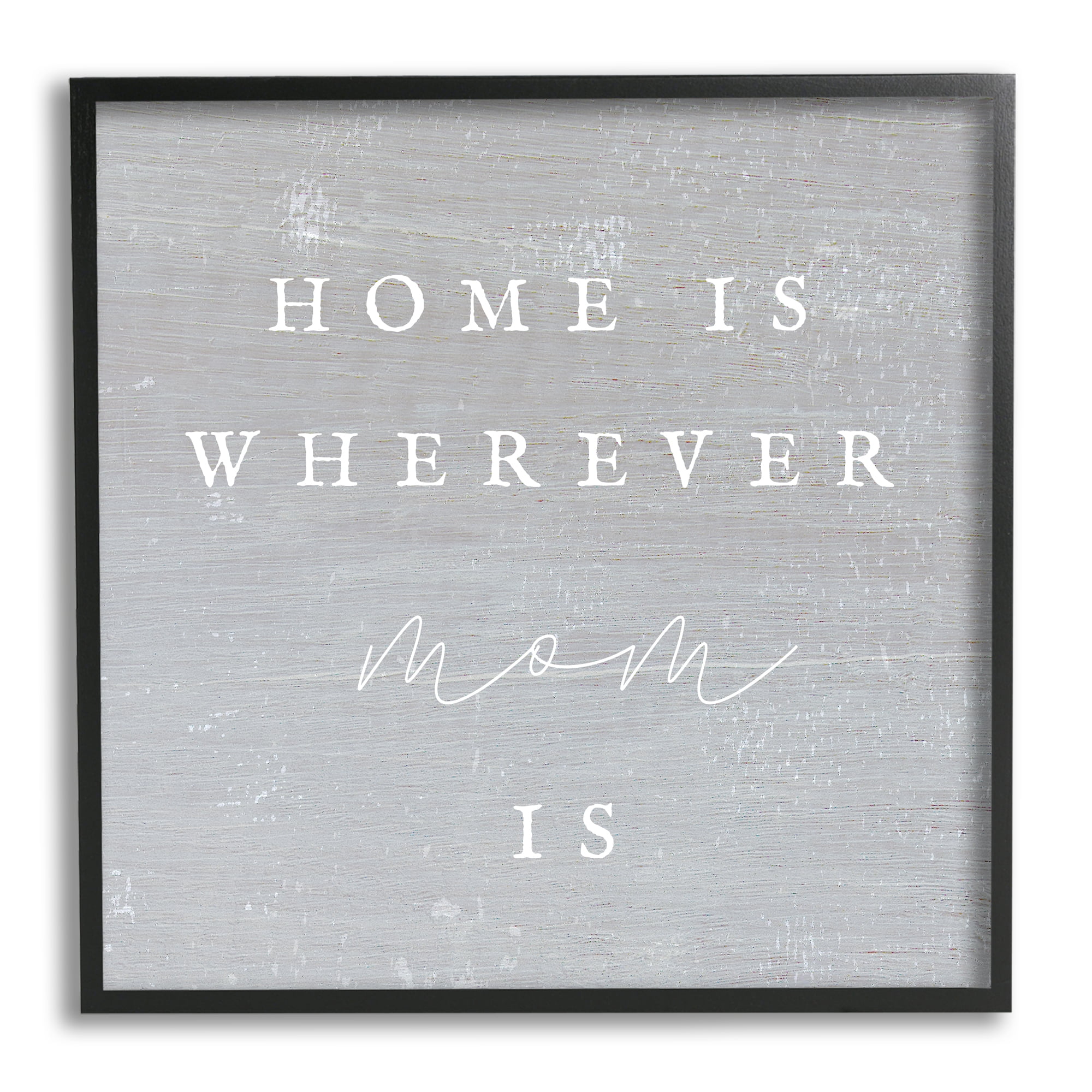 Stupell Industries Where Mom Is Phrase Inspirational Painting Black Framed Art Print Wall Art, 12 x 12