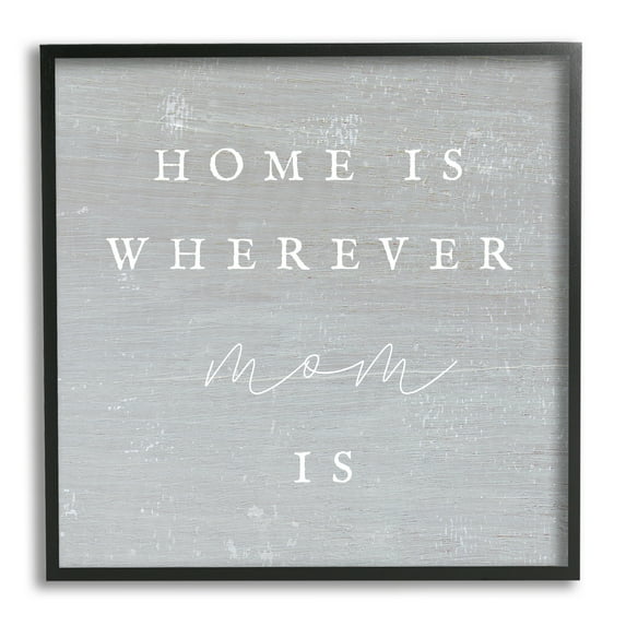 Stupell Industries Where Mom Is Phrase Inspirational Painting Black Framed Art Print Wall Art, 24 x 24