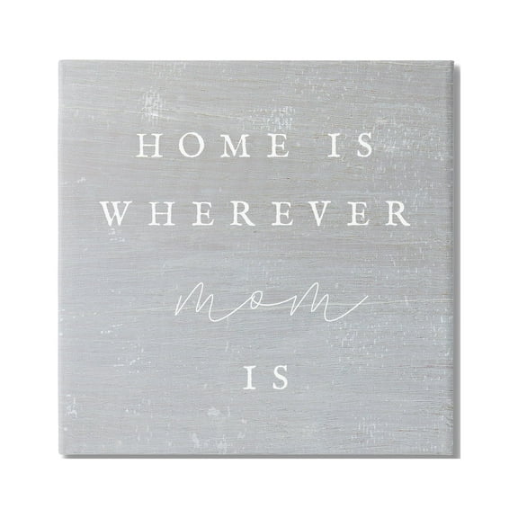Stupell Industries Where Mom Is Phrase Inspirational Painting Gallery Wrapped Canvas Print Wall Art, 17 x 17