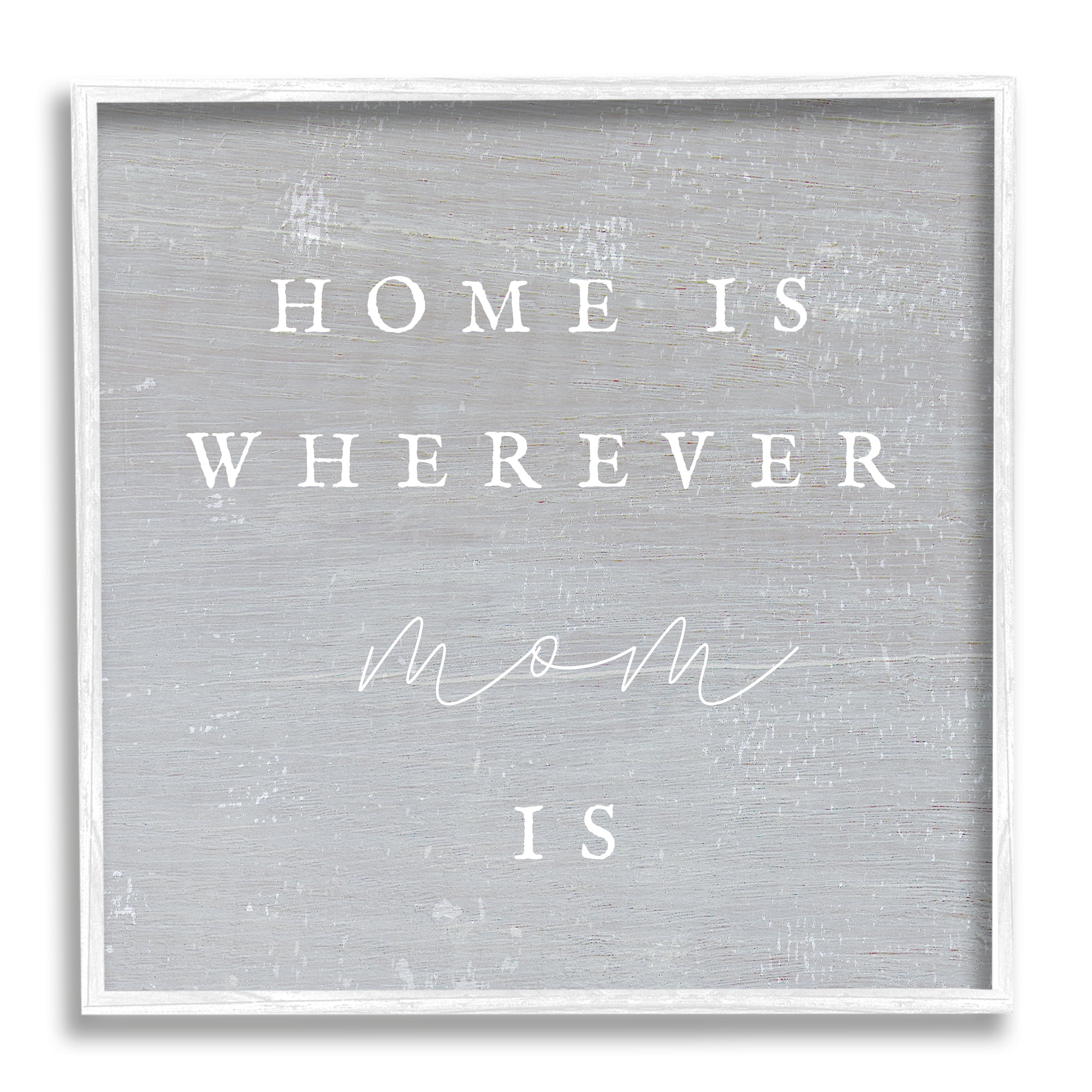 Stupell Industries Where Mom Is Phrase Inspirational Painting White Framed Art Print Wall Art, 17 x 17