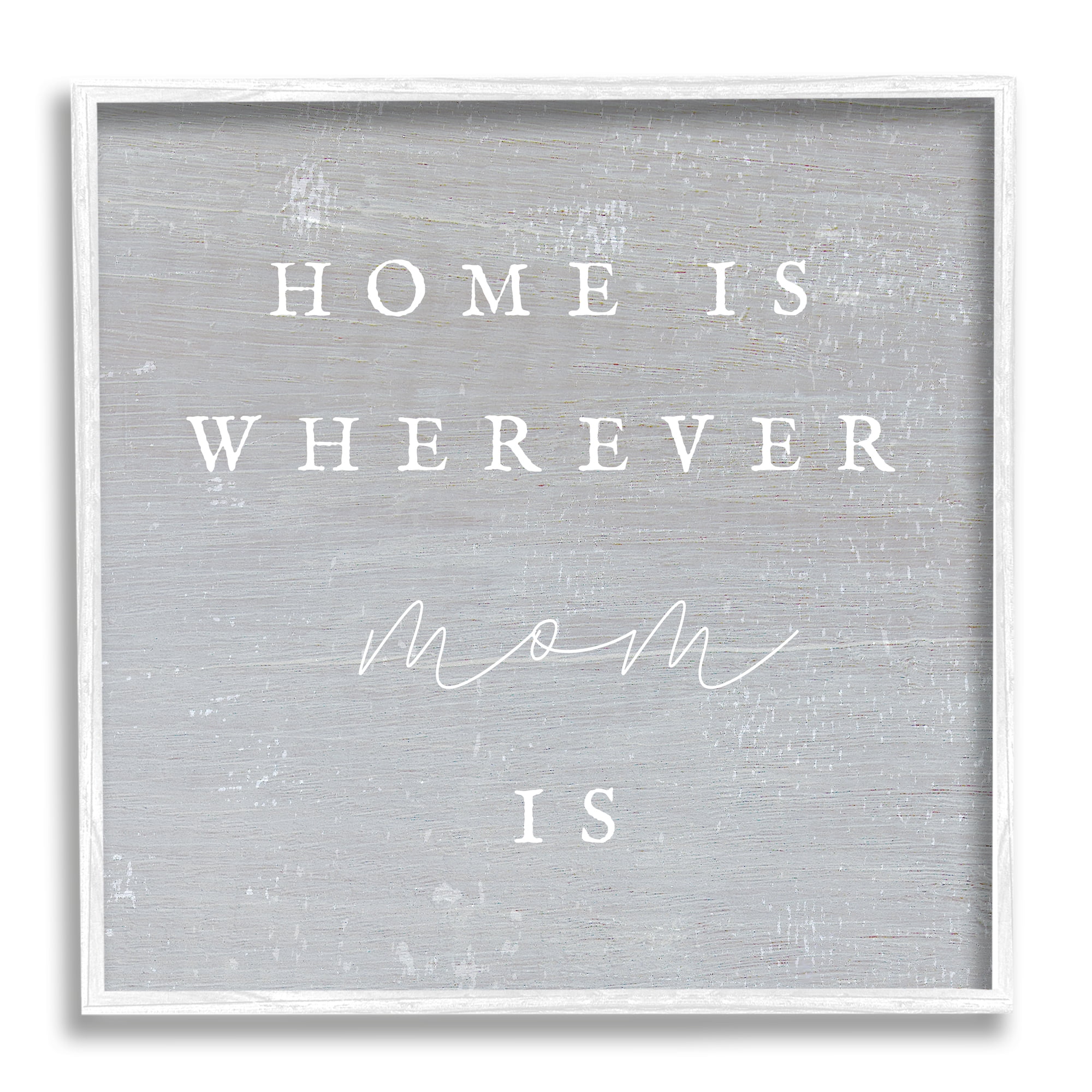 Stupell Industries Where Mom Is Phrase Inspirational Painting White Framed Art Print Wall Art, 24 x 24