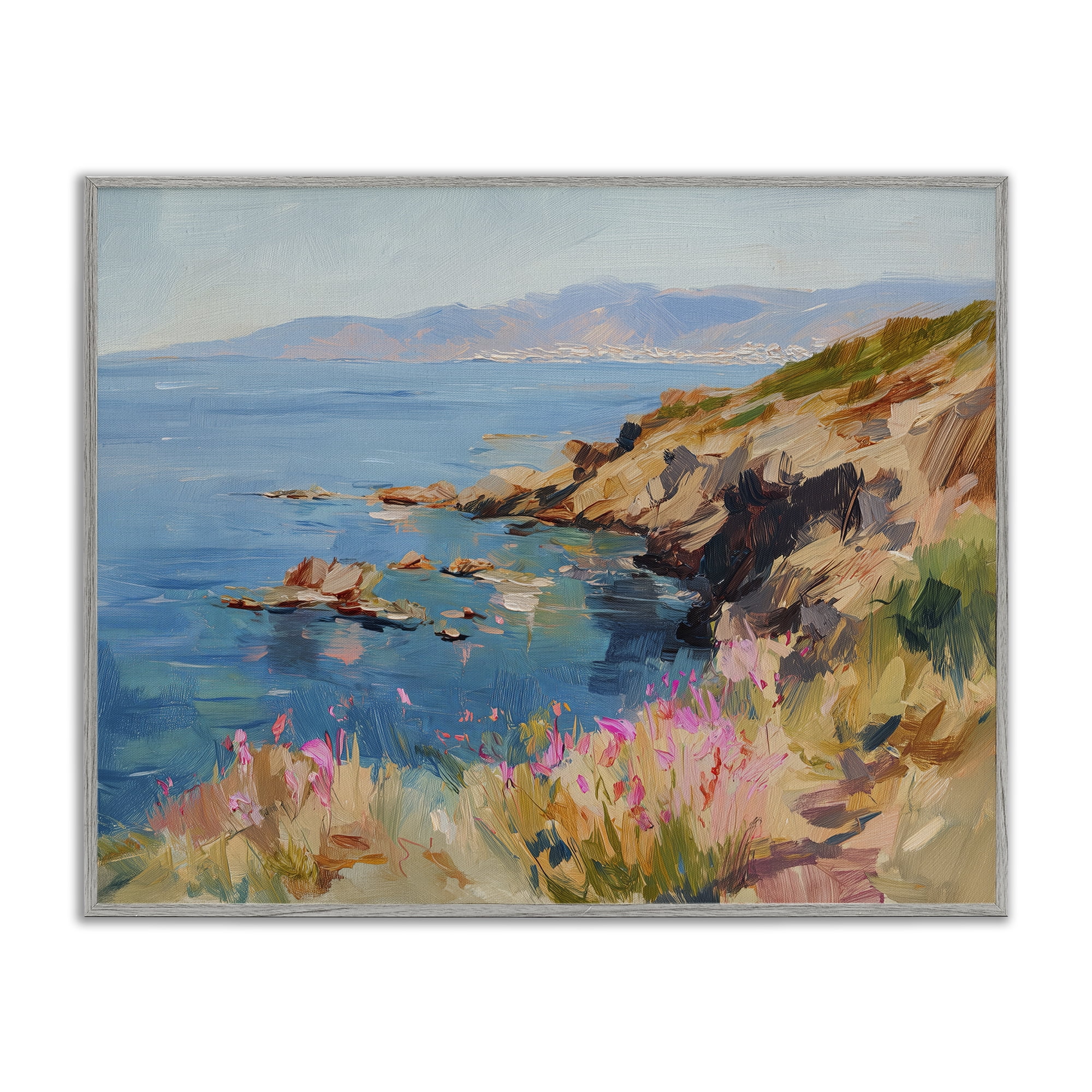 Stupell Industries Where Mountains Meet Sea Gray Framed Giclee Art, design by Svetlana Aleynikova