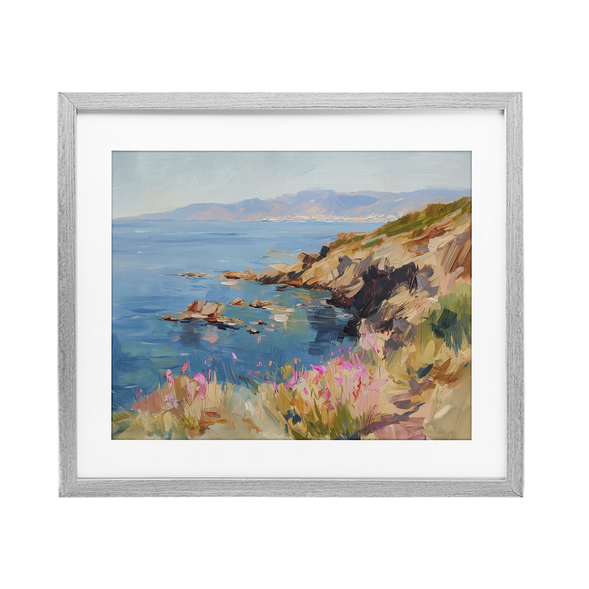 Stupell Industries Where Mountains Meet Sea Gray Framed Print Under Glass, design by Svetlana Aleynikova