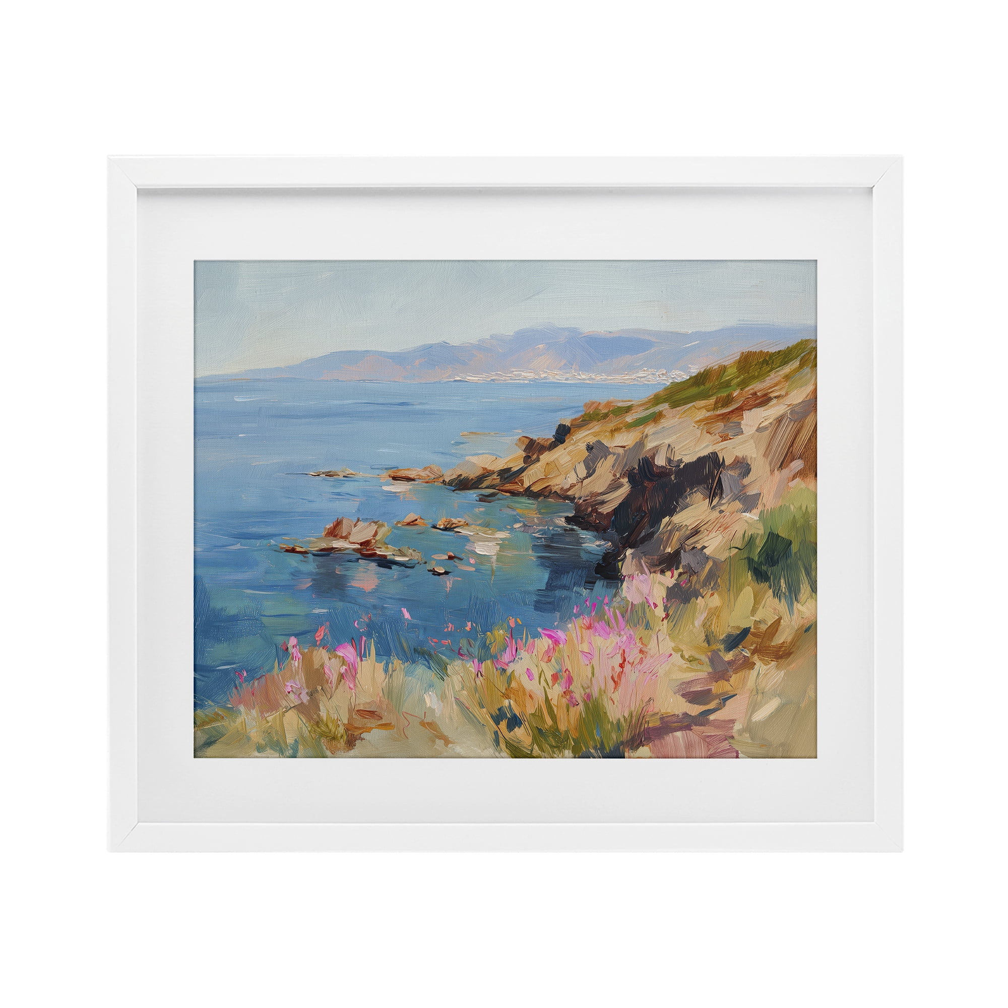 Stupell Industries Where Mountains Meet Sea White Framed Print Under Glass, design by Svetlana Aleynikova