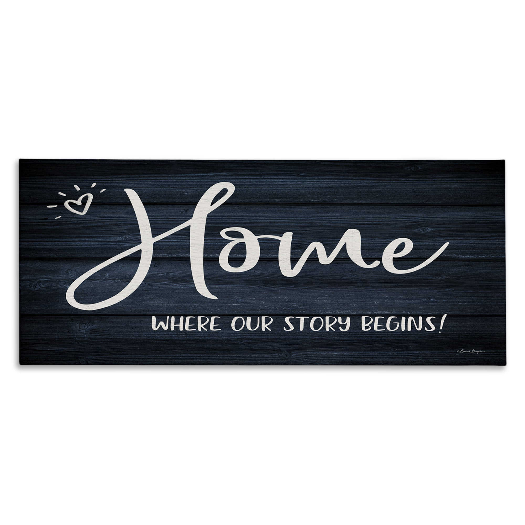 Stupell Industries Where Our Story Begins Typography Painting Gallery Wrapped Canvas Art Print Wall Art, 24 x 10