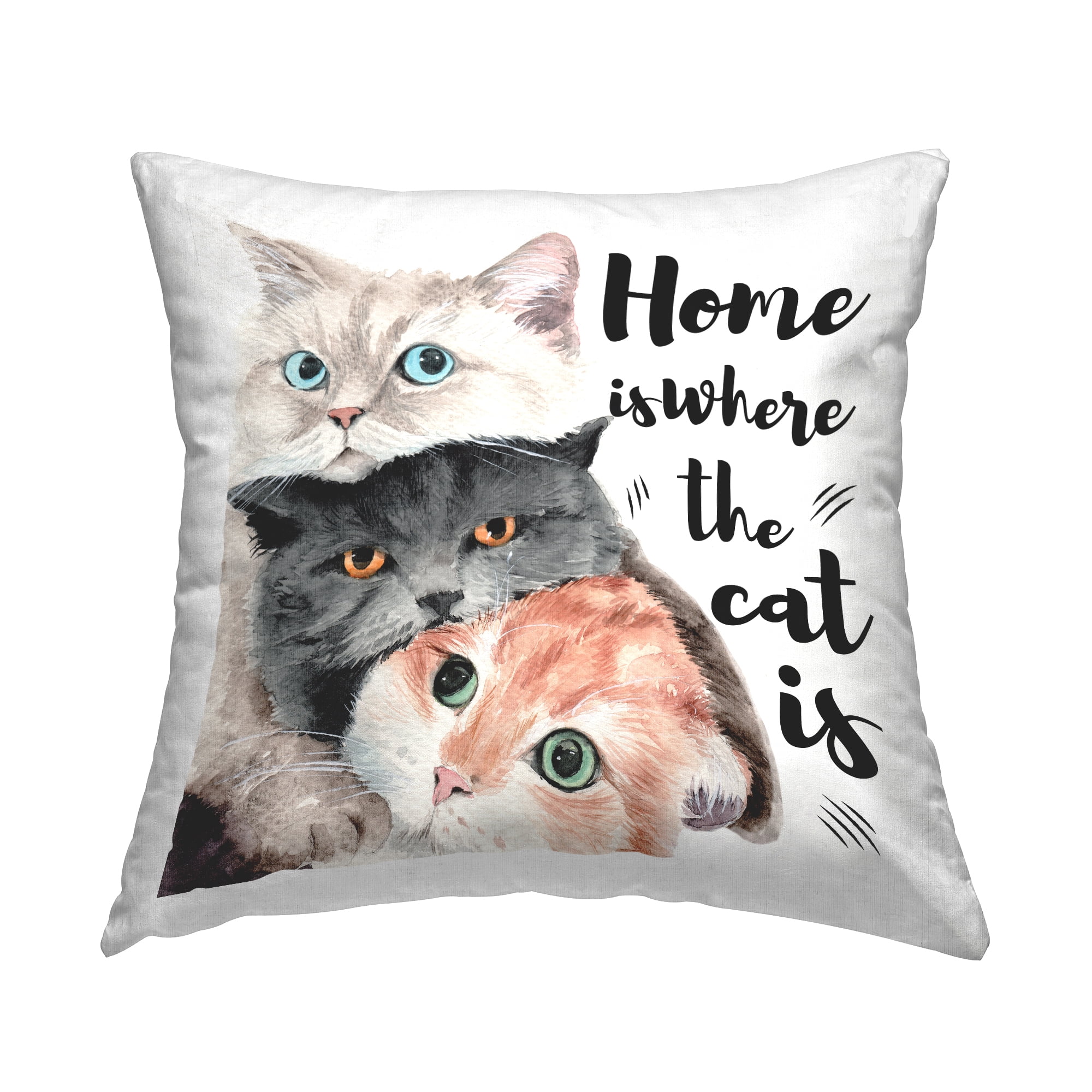 Stupell Industries Where The Cat Is Phrase Square Decorative Printed Throw Pillow Design By Artsy Sally, 18 x 18